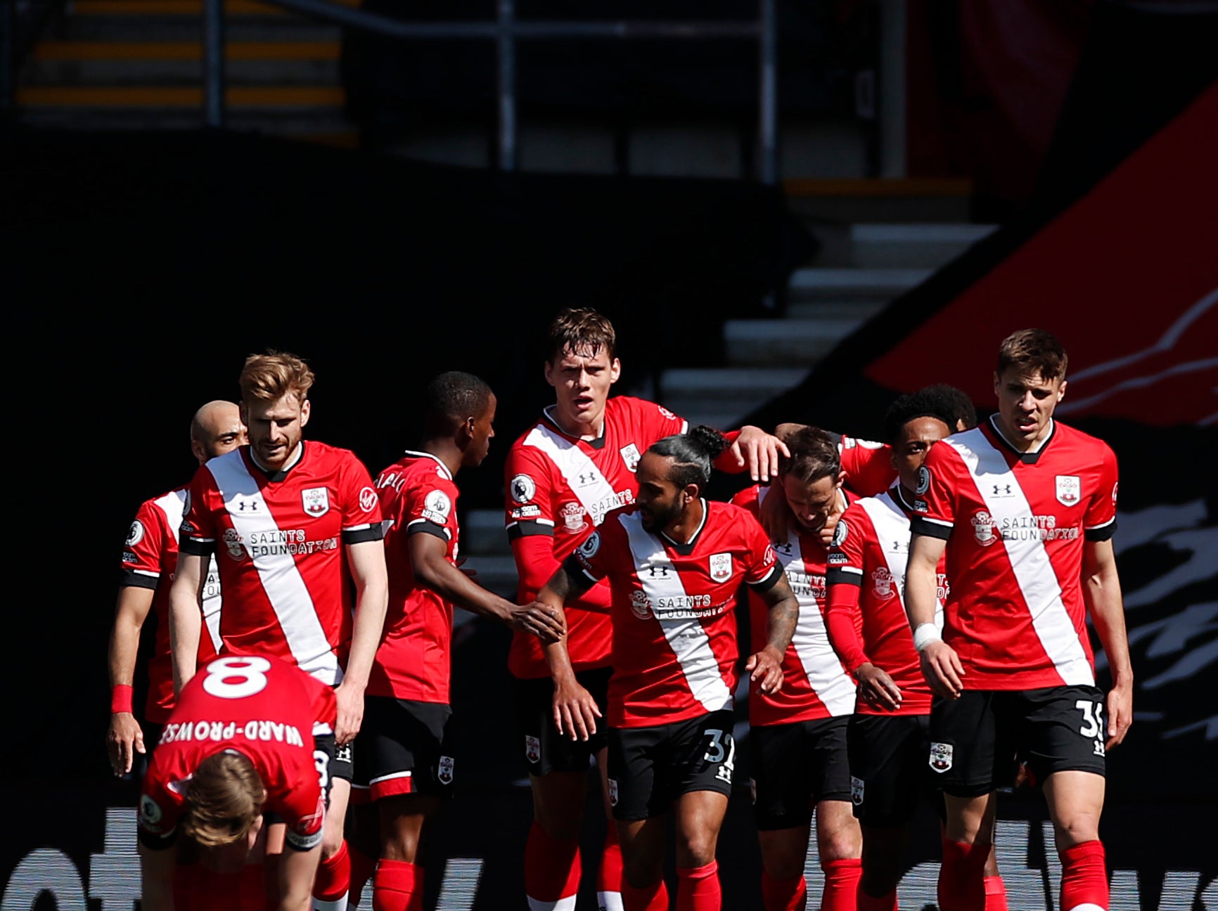 Southampton players celebrate during their match against Burnley