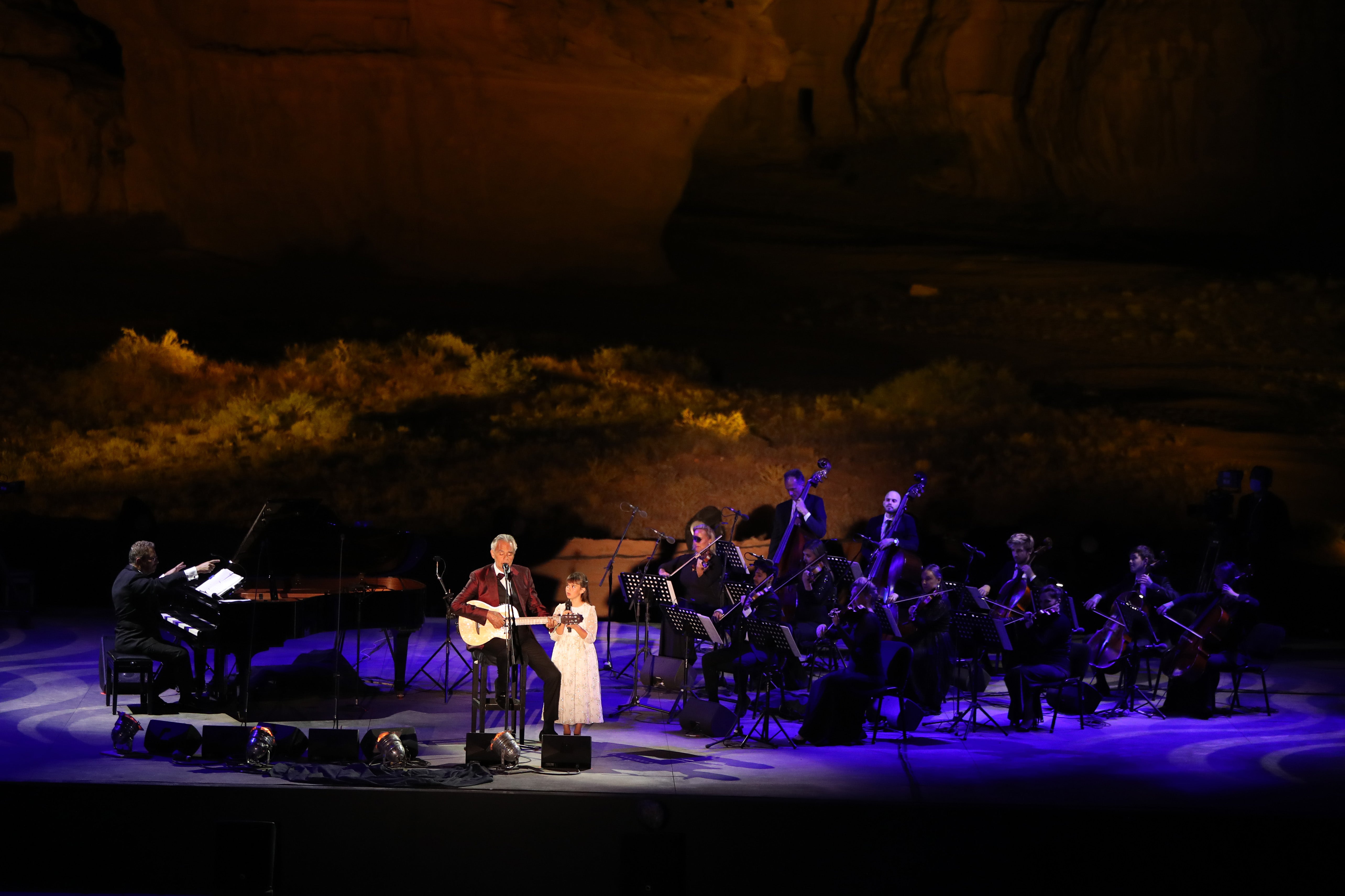 Andrea Bocelli performs at World Heritage site Hegra
