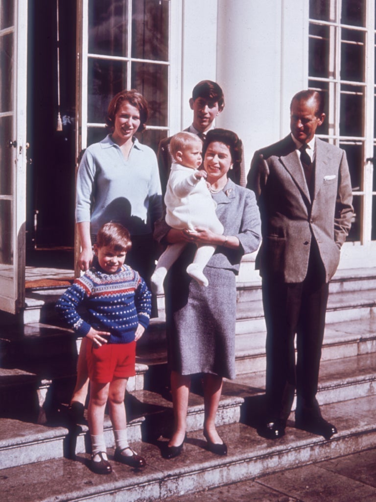 1 Jan 1965: Queen Elizabeth II and Prince Philip at Windsor Castle with their children, Prince Charles, Princess Anne, Prince Andrew and little Prince Edward