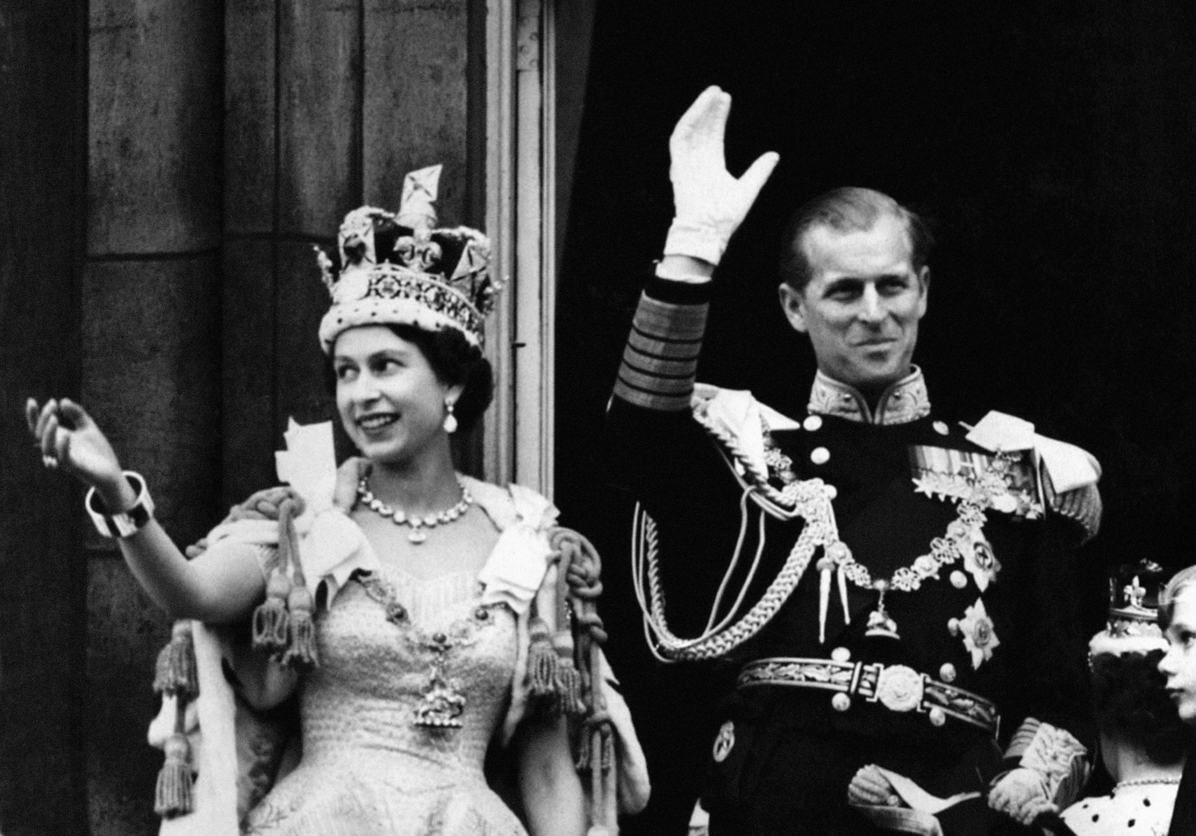 The Queen and Prince Philip after the coronation of 1953