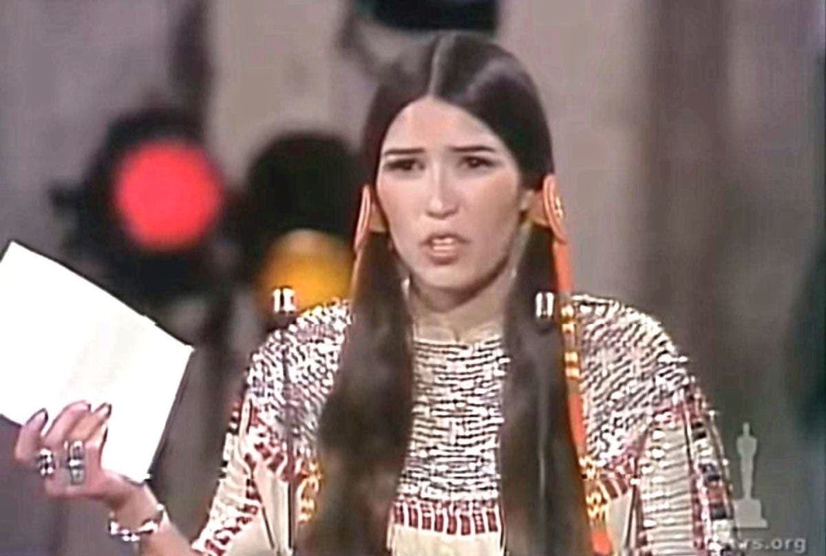 Sacheen Littlefeather addresses America about the atrocity at Wounded Knee live on TV