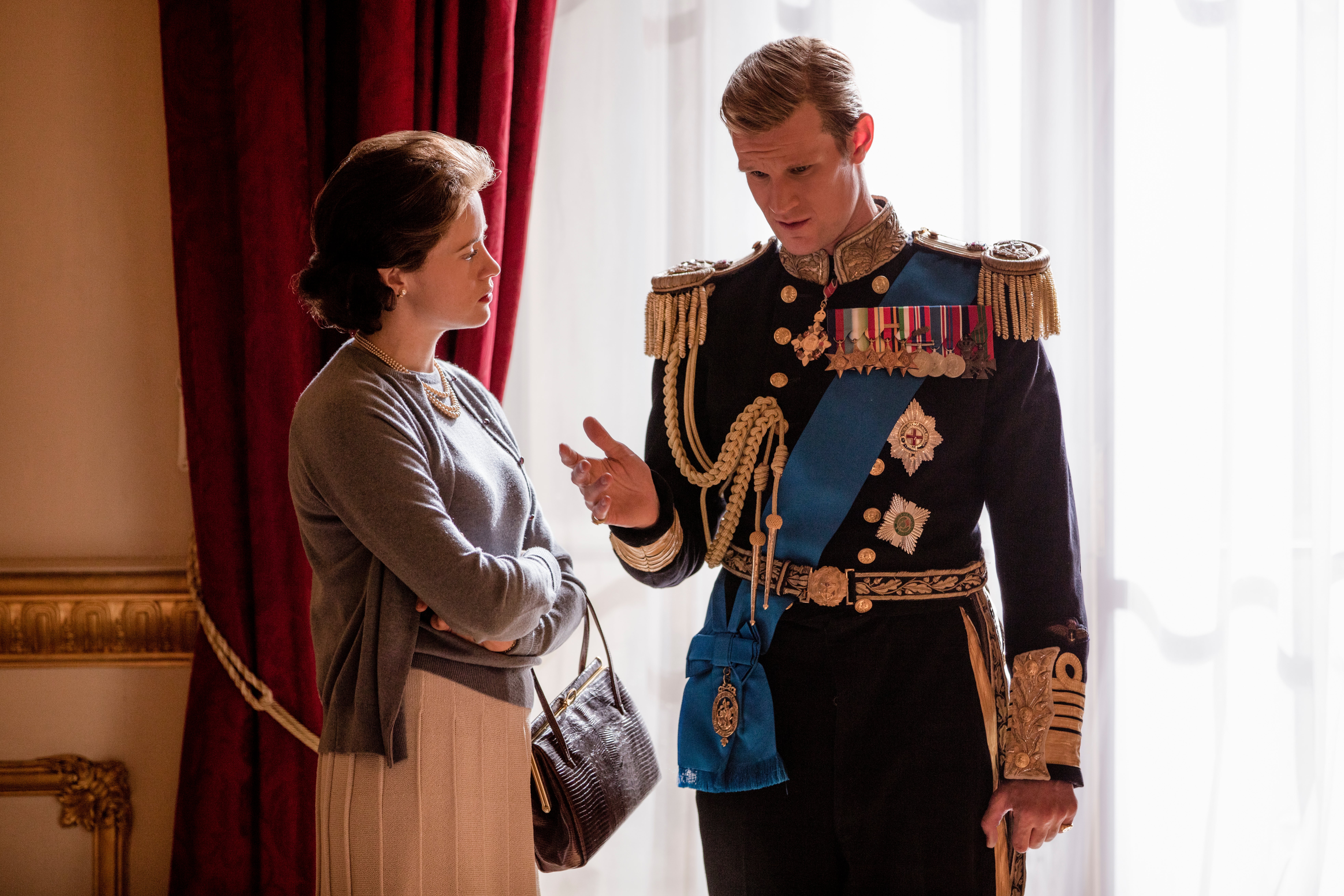 Matt Smith as Philip with Claire Foy’s Queen