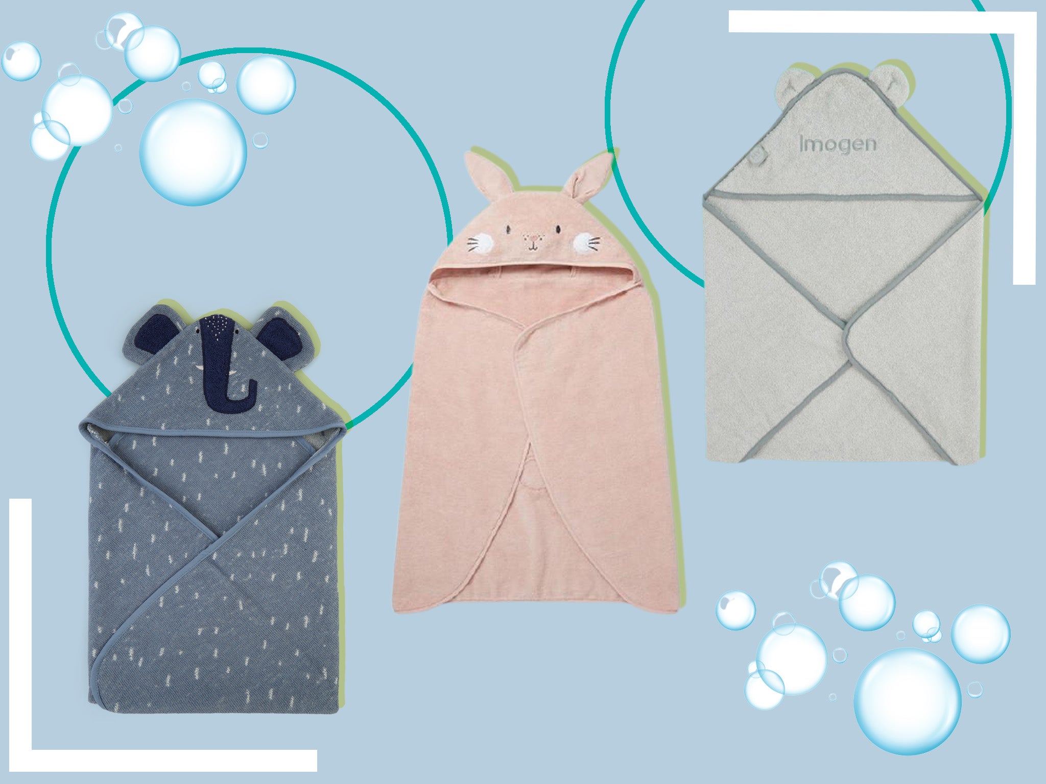 Mothercare Pack of 3 Cuddle Dry 100% Cotton  Elephant Hooded Baby Bath Towel  75 x 75cm 