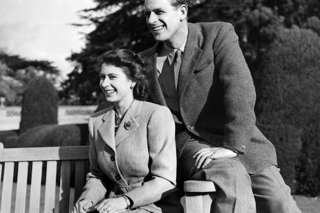 <p>Posing during their honeymoon in 1947 on Broadlands estate, Hampshire</p>
