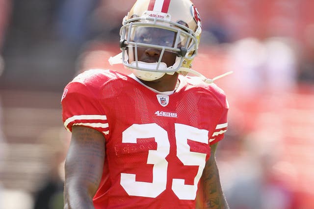 Phillip Adams of the San Francisco 49ers warms up before a game on August 20, 2011.