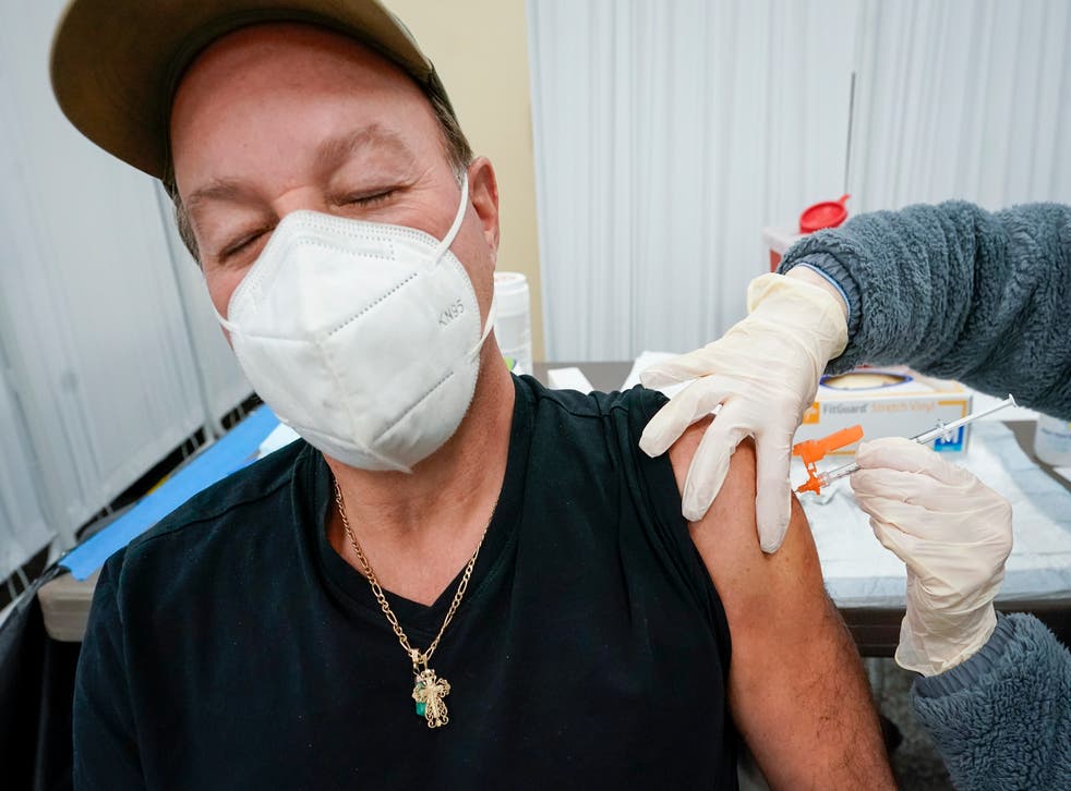 A Johnson & Johnson vaccine dose is administered in Staten Island, New York on Thursday