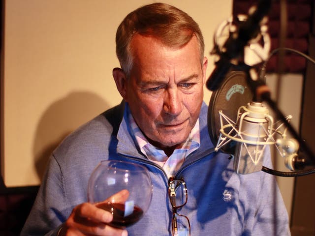 John Boehner recording the audiobook version of his memoir, On The House