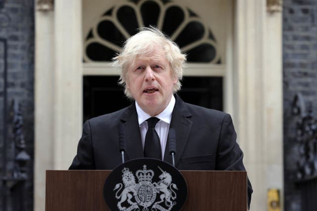 Boris Johnson making a statement on the death of the Duke of Edinburgh