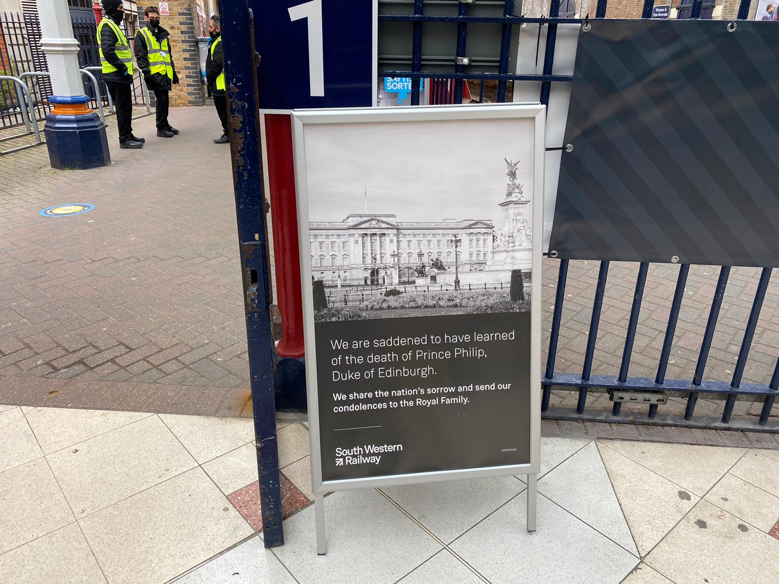 A sign at Windsor and Eton Riverside station today