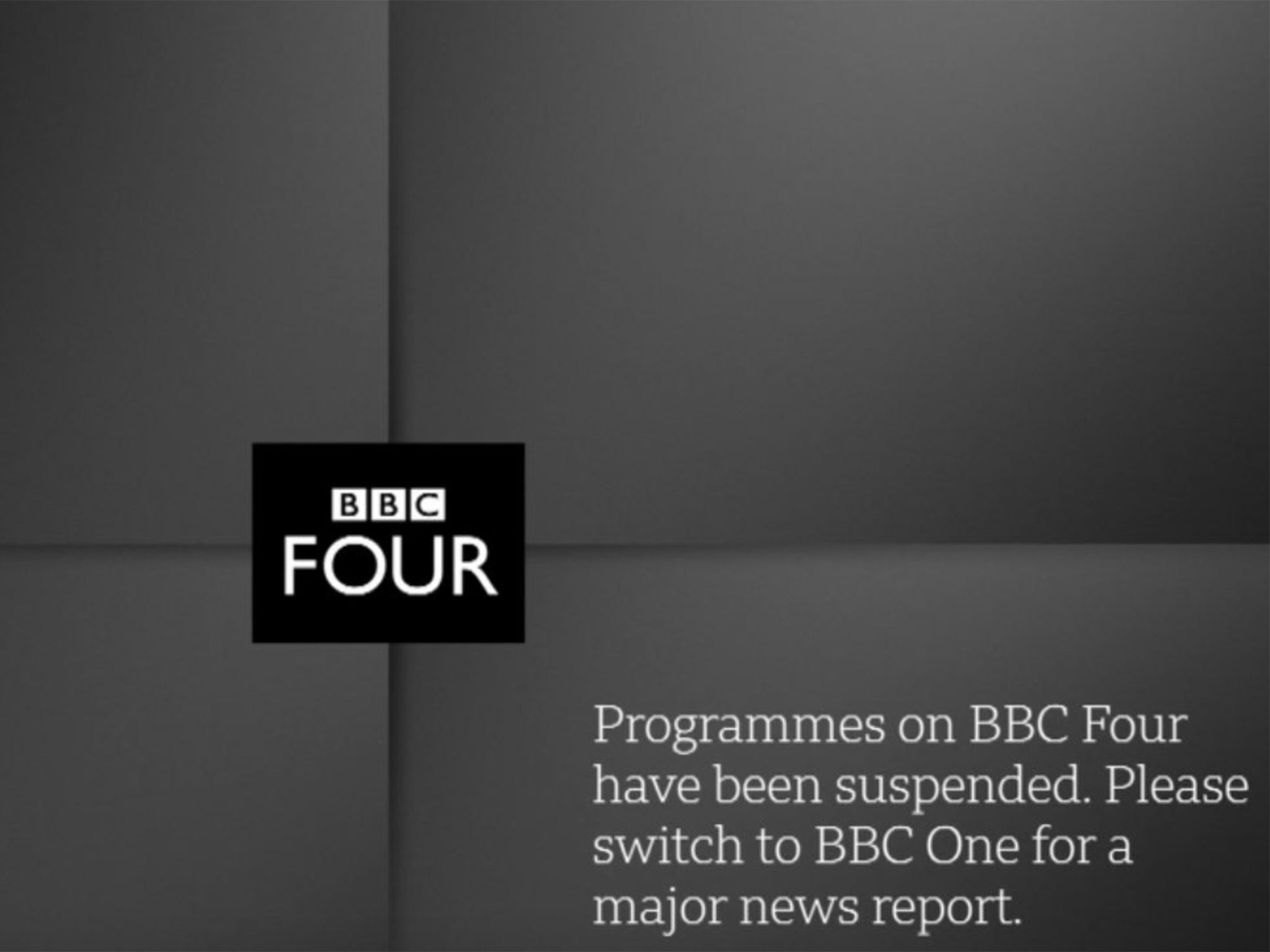 BBC Four was replaced by a blank screen urging viewers to switch over