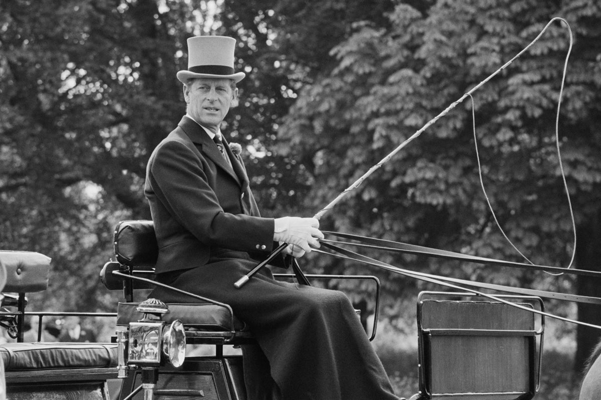 Prince Philip driving a carriage, UK, 28th May 1975