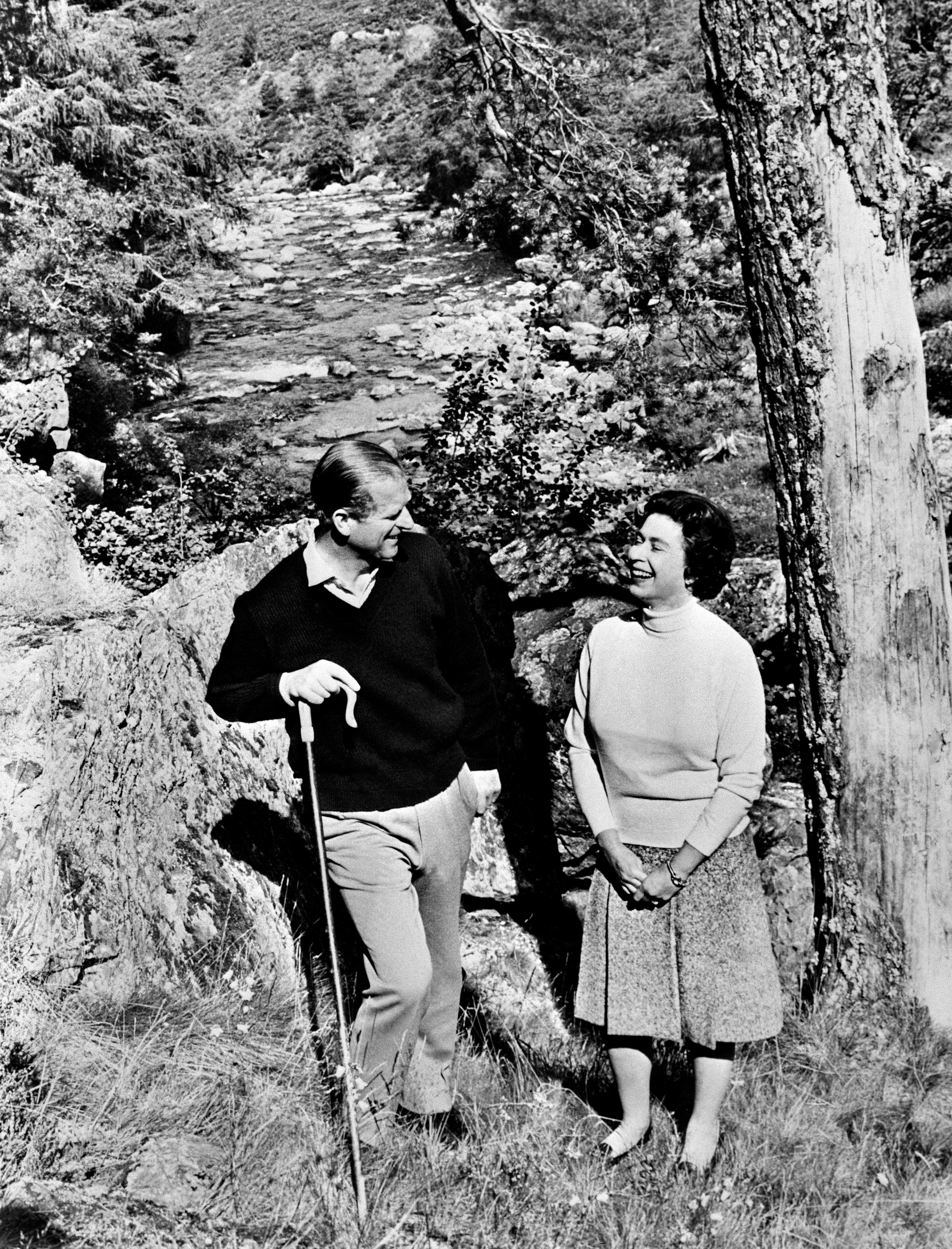Queen Elizabeth II and Prince Philip, Duke of Edinburgh, pose at Balmoral Castle, near the village of Crathie in Aberdeenshire, 1972
