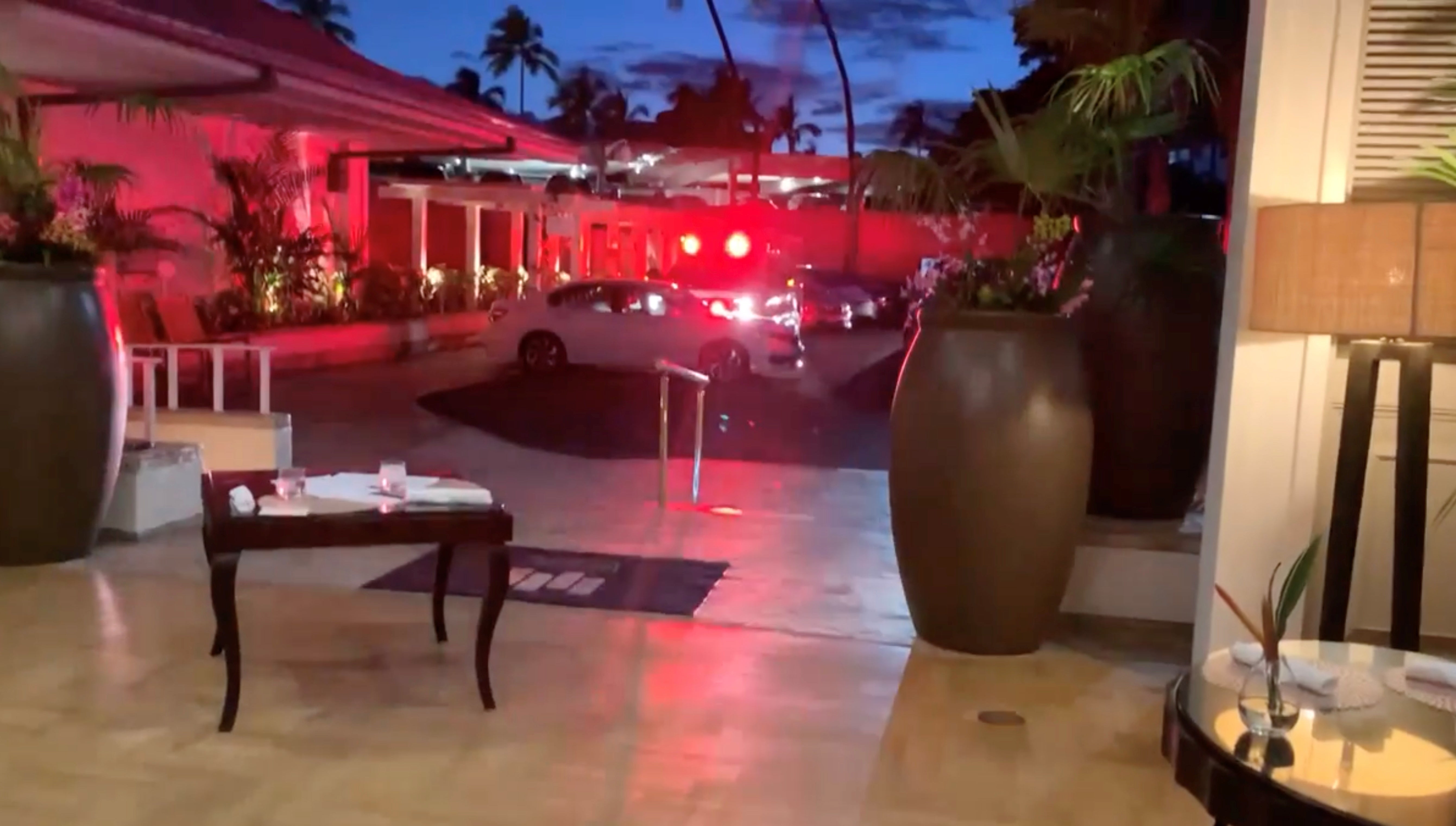 A screenshot of a video posted on Twitter by Elizabeth Ferraro from inside the Kahala Resort & Hotel in Honolulu which went into a ten-hour lockdown on Saturday after a gunman opened fire on staff