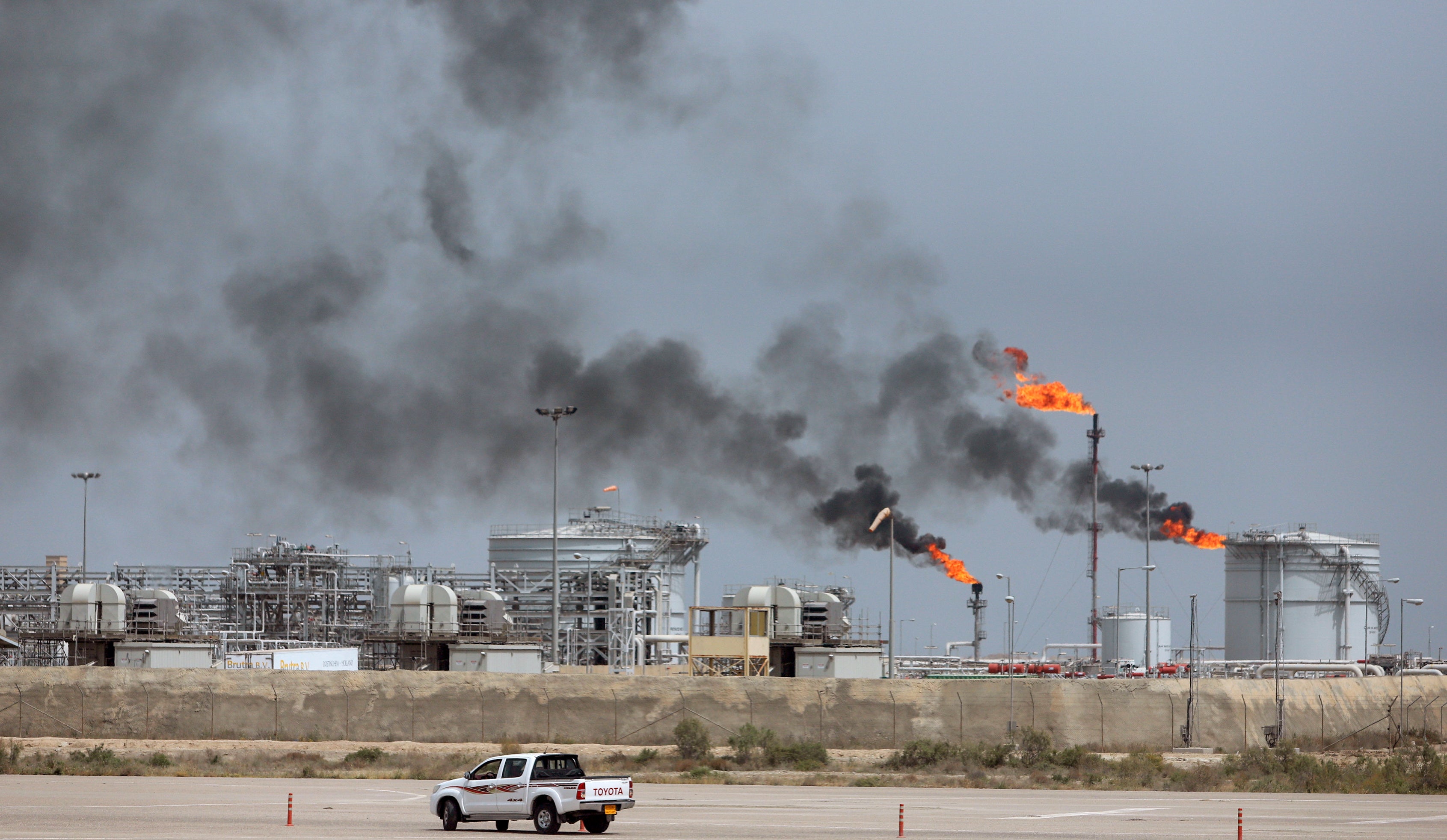 A view shows the Iraq’s Majnoon oilfield near Basra