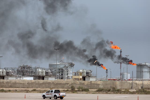 A view shows the Iraq’s Majnoon oilfield near Basra