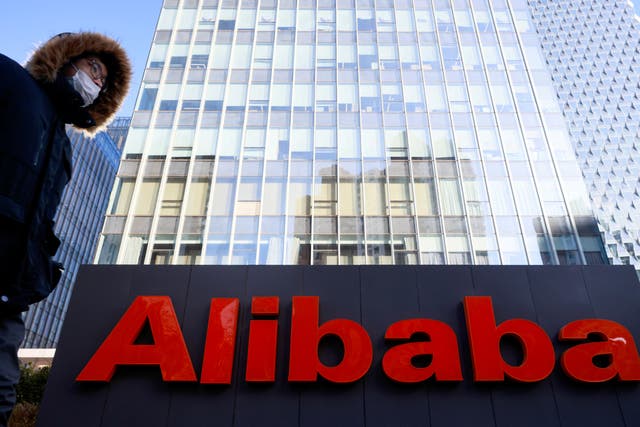 <p>File: The logo of Alibaba Group is seen at its office in Beijing, China January 5 2021</p>