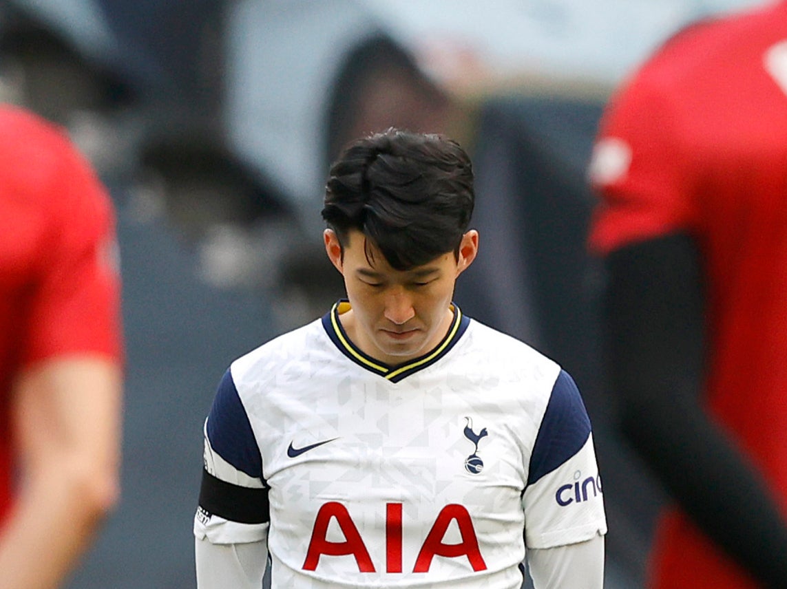 Tottenham midfielder Son Heung-min ahead of Sunday’s kick-off with Man United
