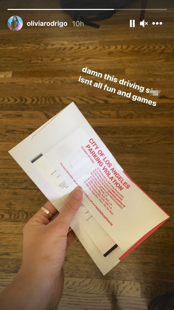 Rodrigo shared a picture of her ticket on Instagram Stories