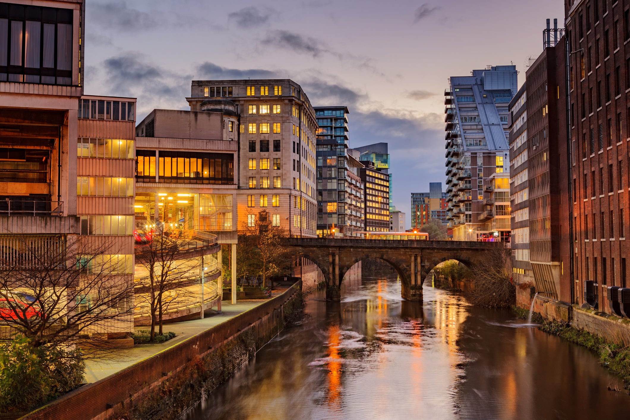 River Irwell passing through Manchester city center