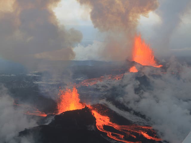 An eruption at the Holuraun lava field in September 2014