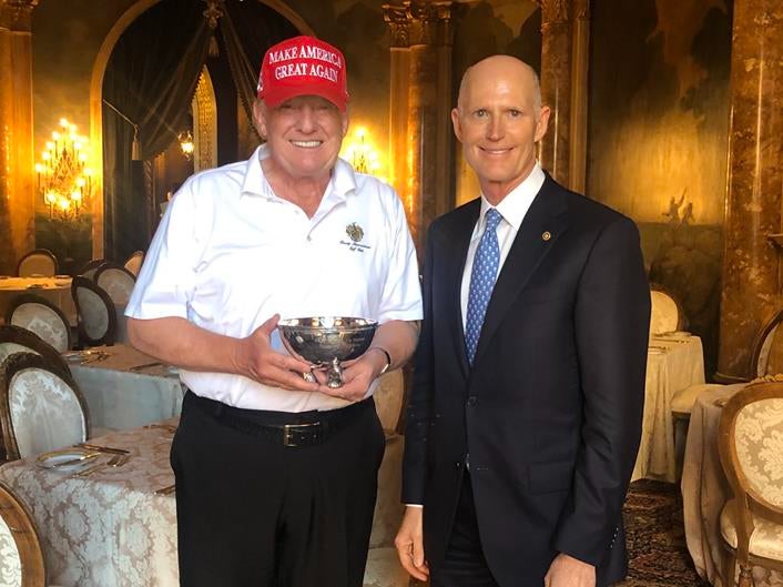 NRSC Chairman Rick Scott presented President Donald J. Trump with the NRSC’s inaugural Champion for Freedom Award