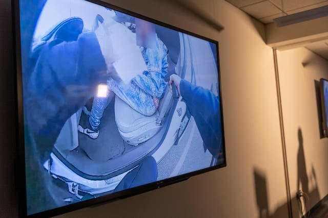 Police bodycam footage played at police conference shows the fatal shooting of Daunte Wright by a police officer in Brooklyn Center, Minnesota