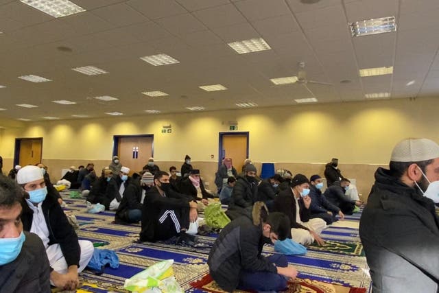 The congregation at the Makka Mosque in Leeds