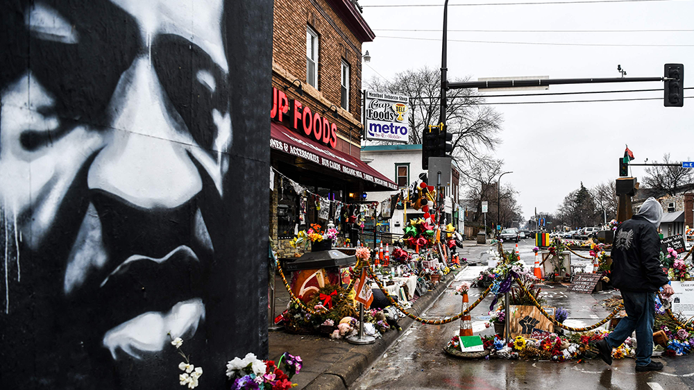 Flowers laid at scene of George Floyd’s death.