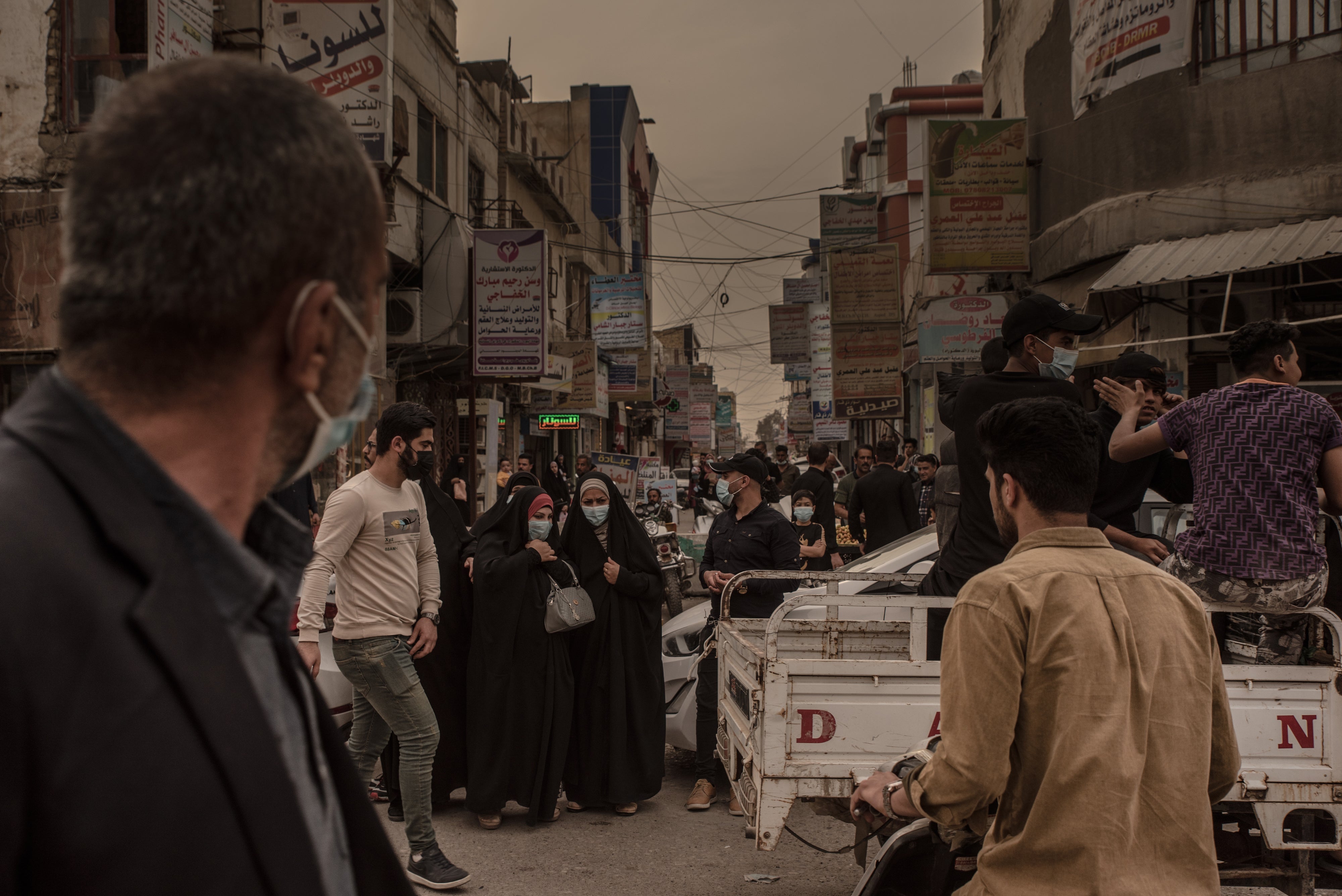 A busy street in Nasiriya, Iraq, last month