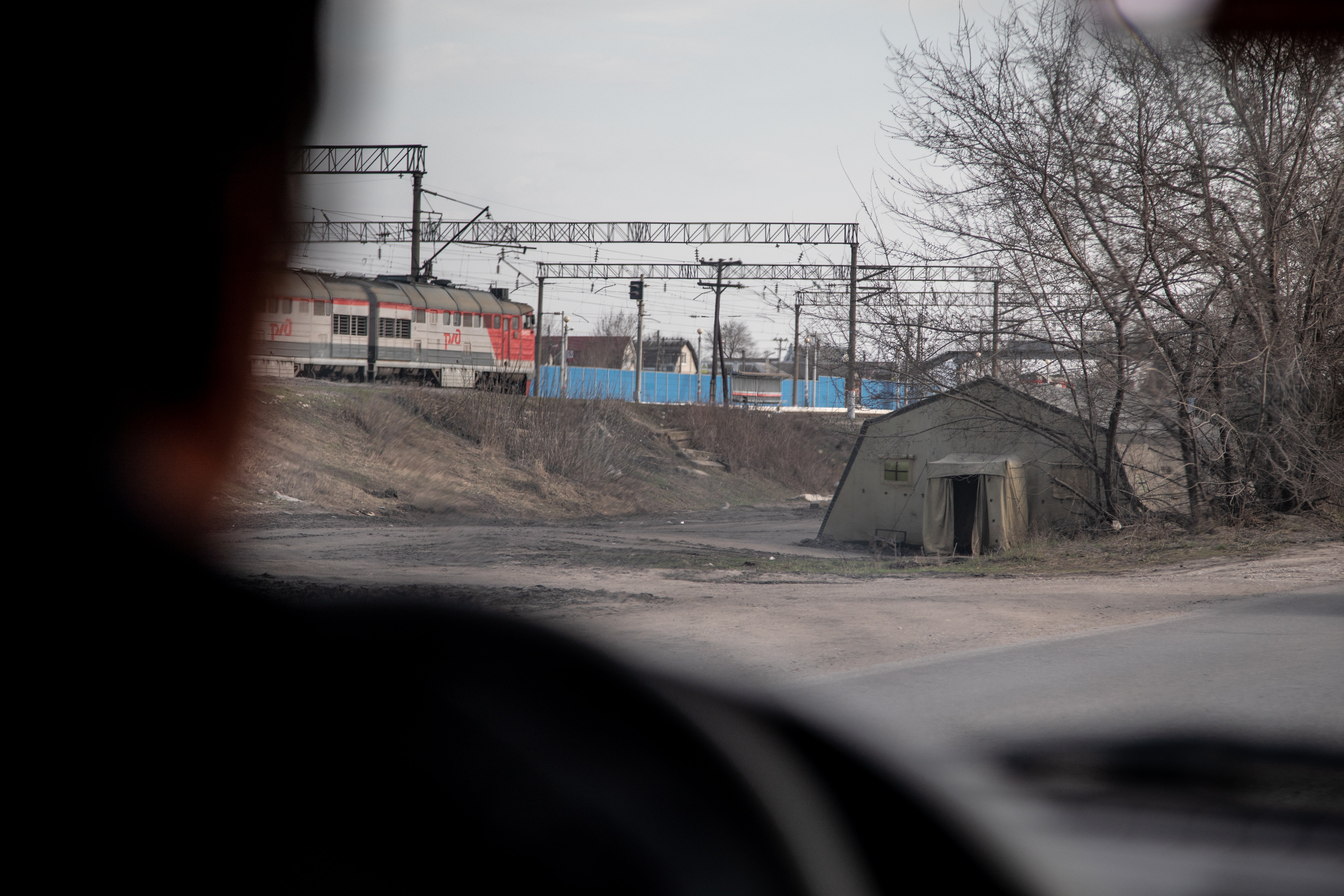 The Maslovka train station, complete with logistical camp, shortly after disembarkation of military cargo