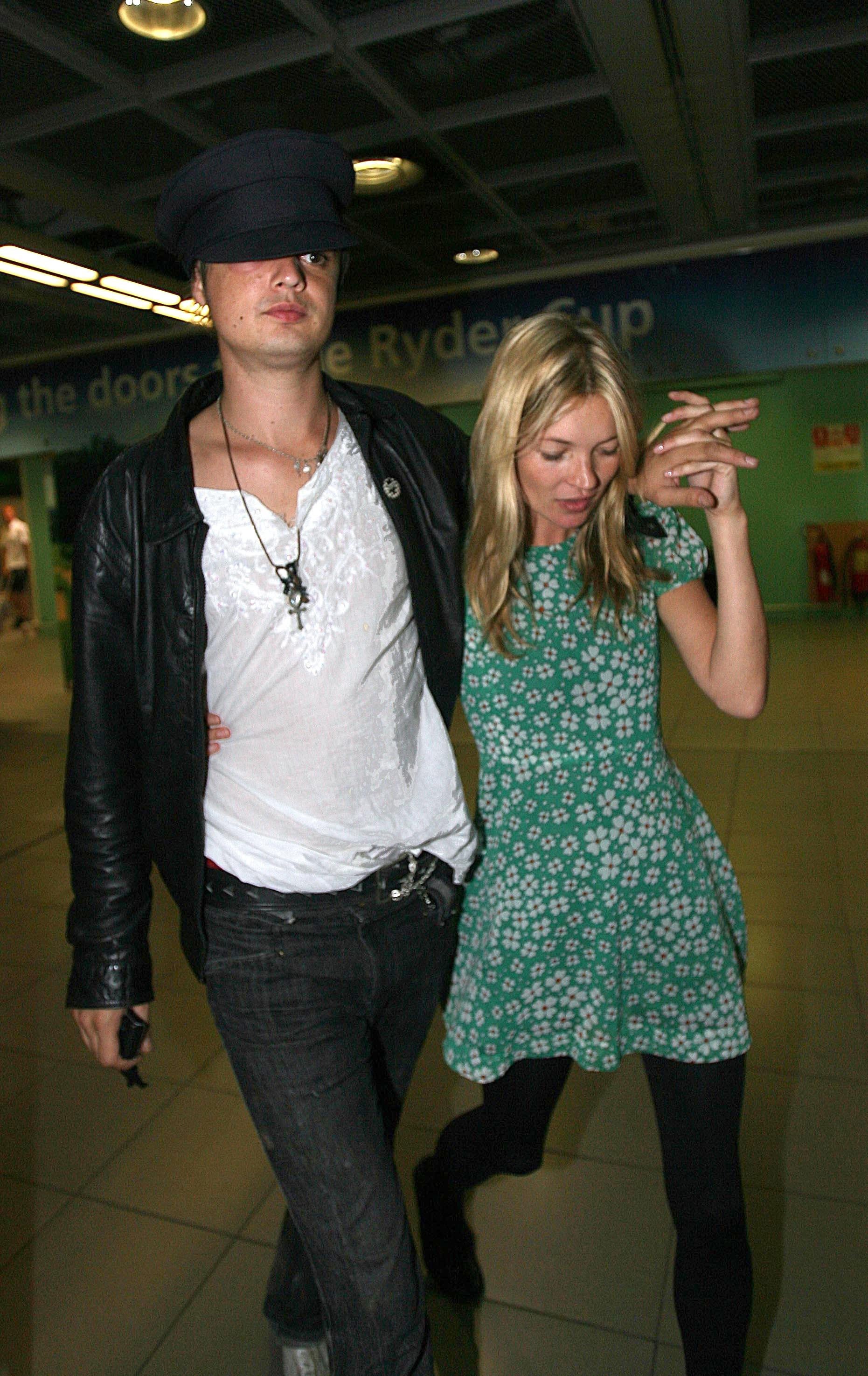Babyshambles lead singer Pete Doherty and model Kate Moss arrive at Dublin Airport for a Babyshambles gig in Carlow