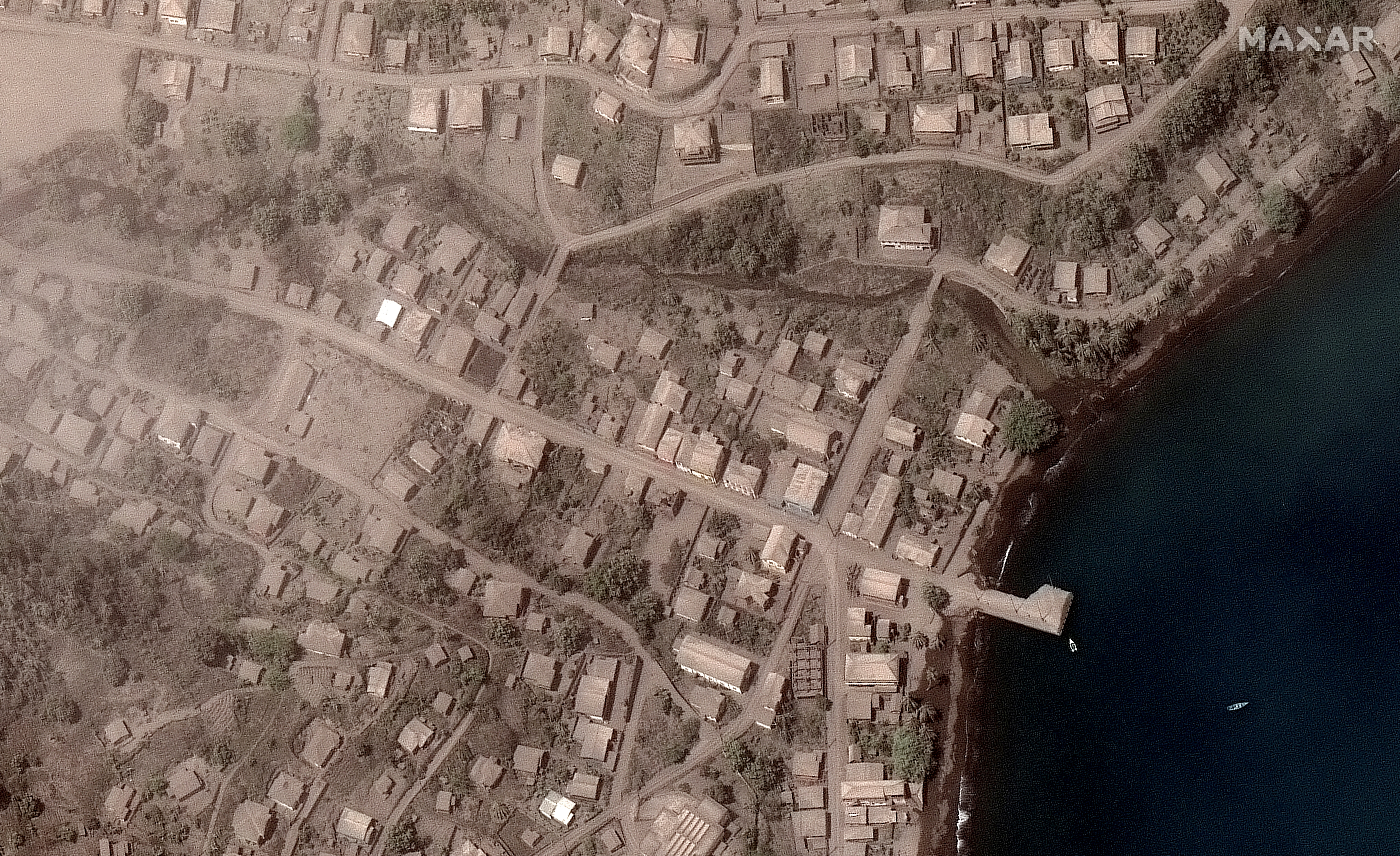 The Richmond Vale waterfront on 13 April, after La Soufriere erupted