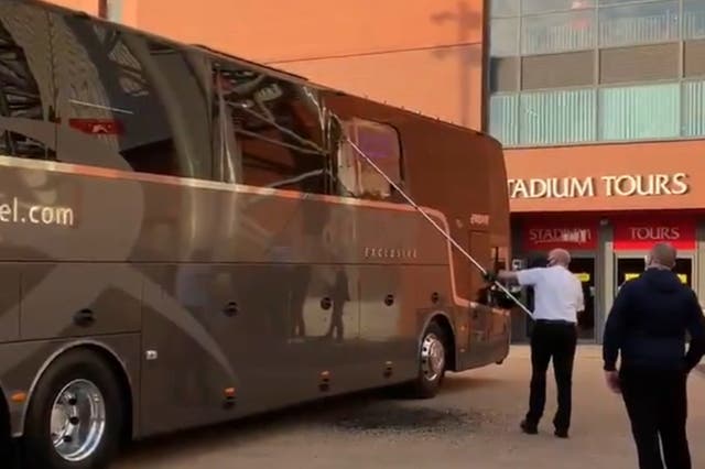 Real Madrid’s team bus outside Anfield
