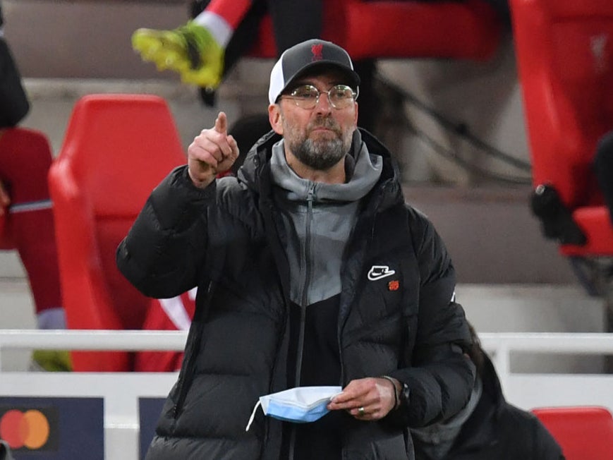 Jurgen Klopp reacts during Liverpool’s defeat