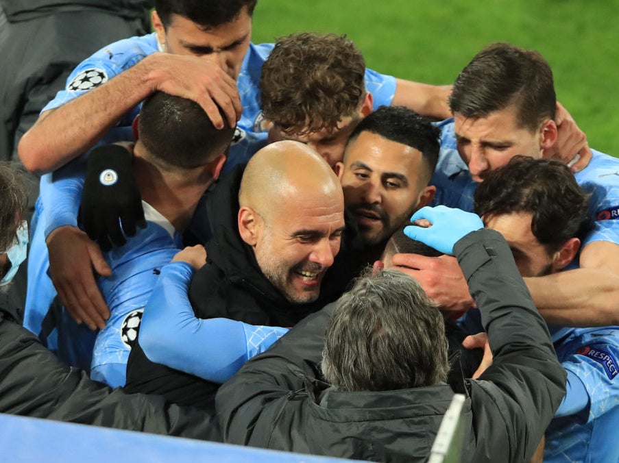 Manchester City celebrate Phil Foden’s goal