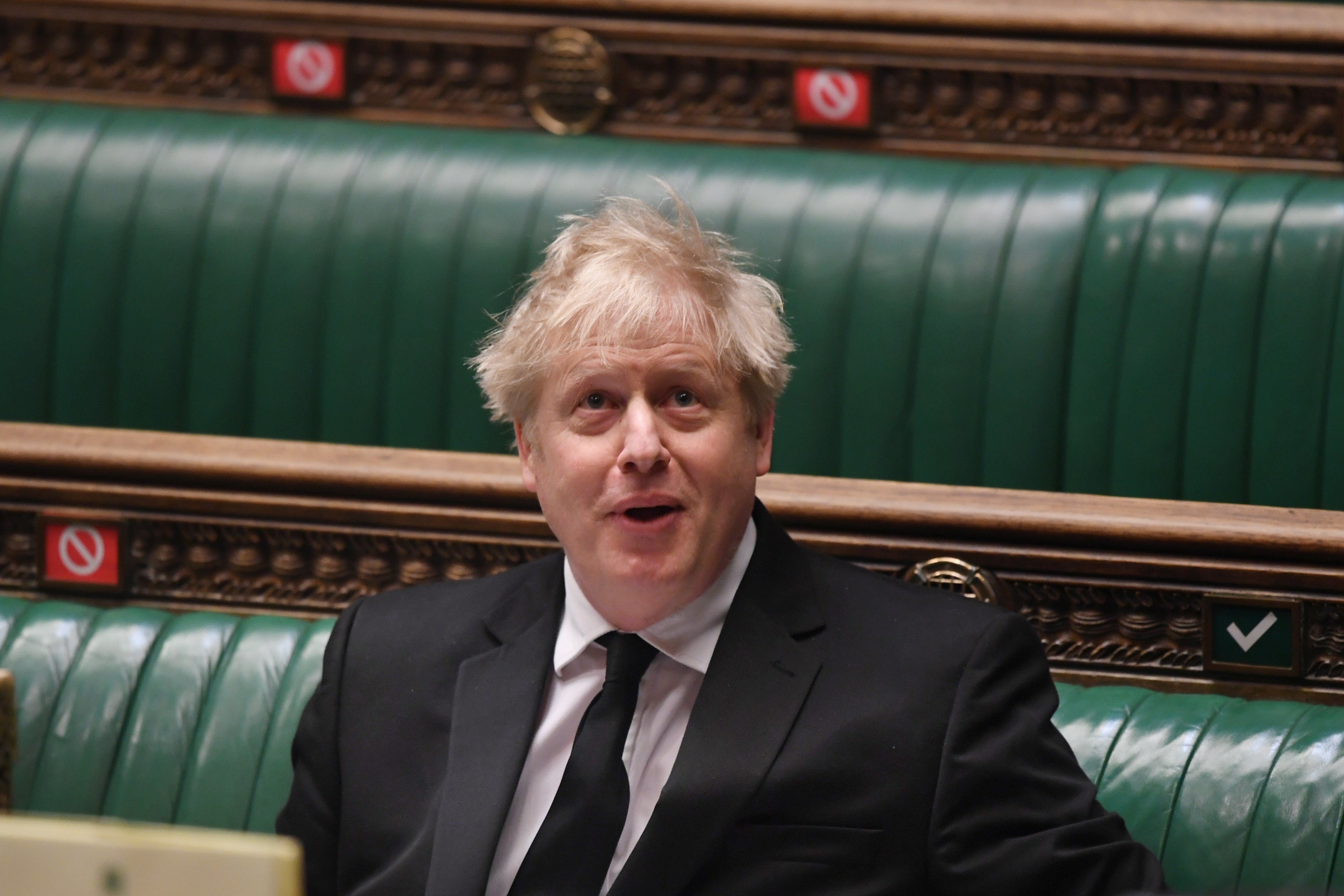 Boris Johnson pictured in the House of Commons on Wednesday during PMQs