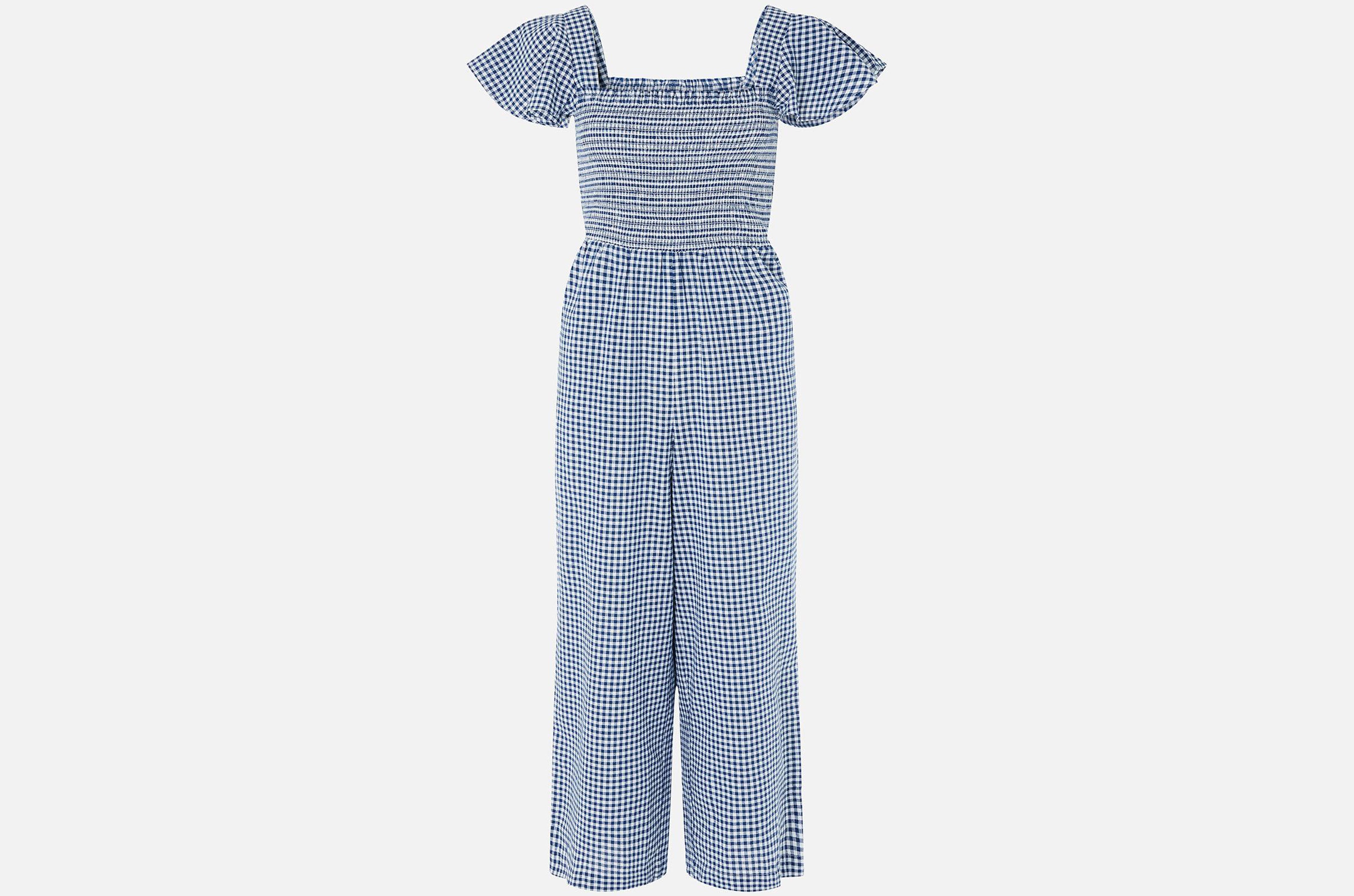 Accessorize Gingham Print Smocked Jumpsuit Blue, ?31.50 (was ?45)