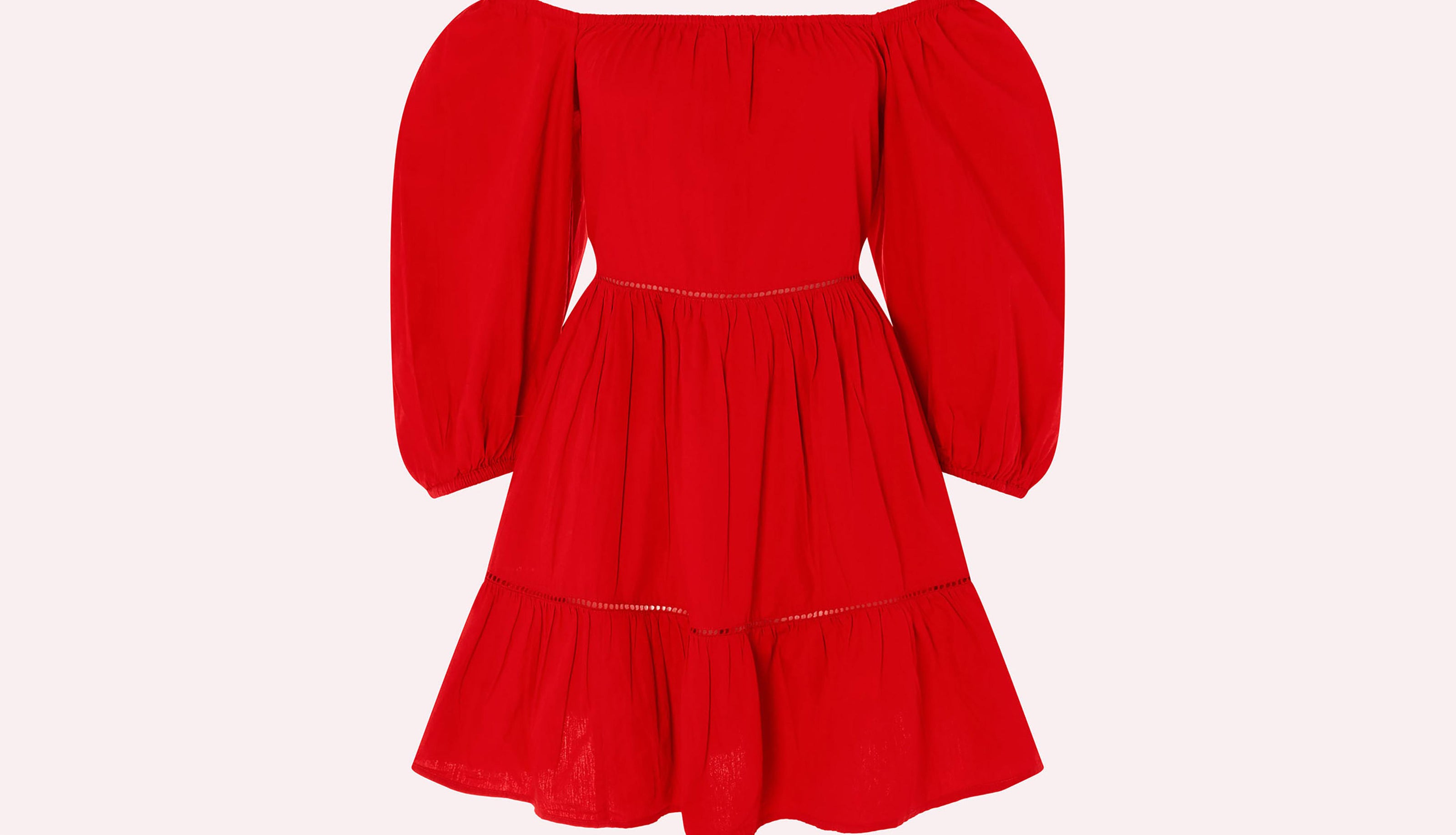 Accessorize Puff Sleeve Poplin Dress in Red, £45, Very