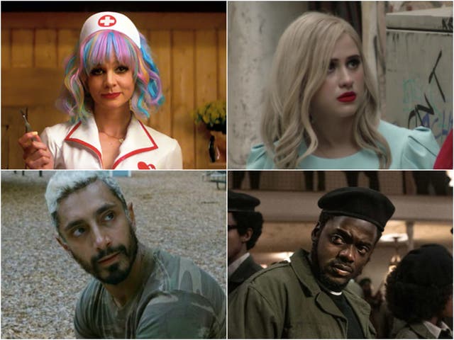 <p>Eyes on the prize: (clockwise, from top left) ‘Promising Young Woman’, ‘Borat Subsequent Moviefilm’, ‘Judas and the Black Messiah’ and ‘Sound of Metal’ are all in the running for Oscars</p>