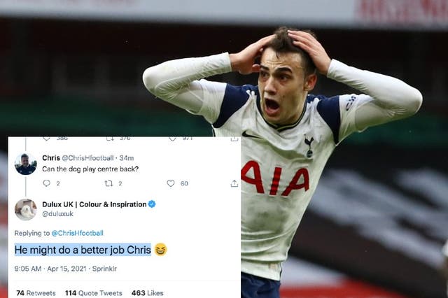 Dulux took a playful swipe at Spurs before deleting the tweet