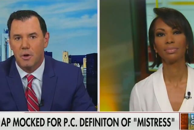 <p>During a segment on Fox’s The Faulkner Focus on Wednesday, anchor Harris Faulkner and contributor Joe Concha condemned The Associated Press’ guidance against using the word ‘mistress’</p>