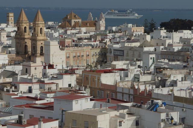 Distant dream: Cadiz in southwest Spain, expected to be on the ‘amber list’ of nations when travel from the UK is allowed from 17 May