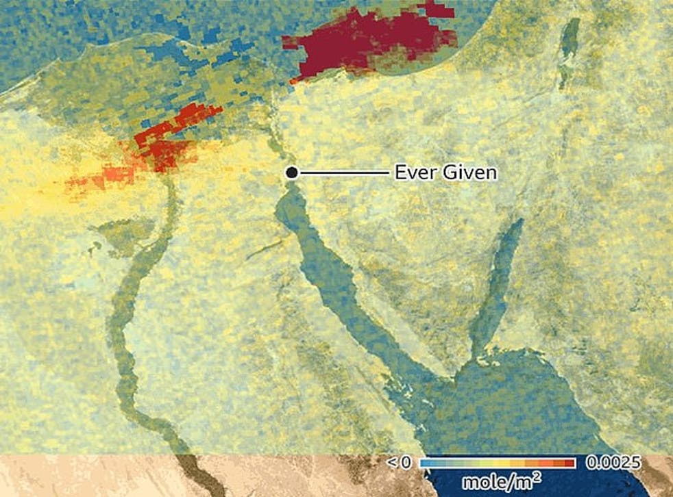 Map Reveals How Ever Given Suez Blockage Caused Huge Spike In Air Pollution Indy100