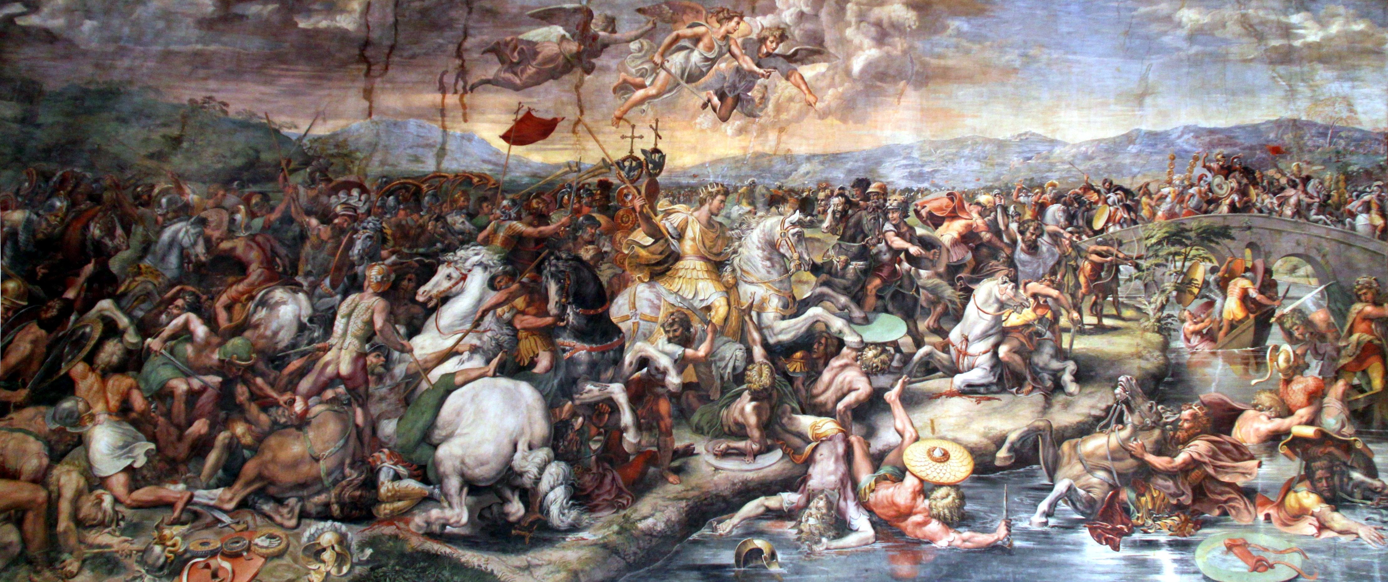 A 16th-century portrayal of the Battle of the Milvian Bridge of AD312 – one of the most important military events in world history