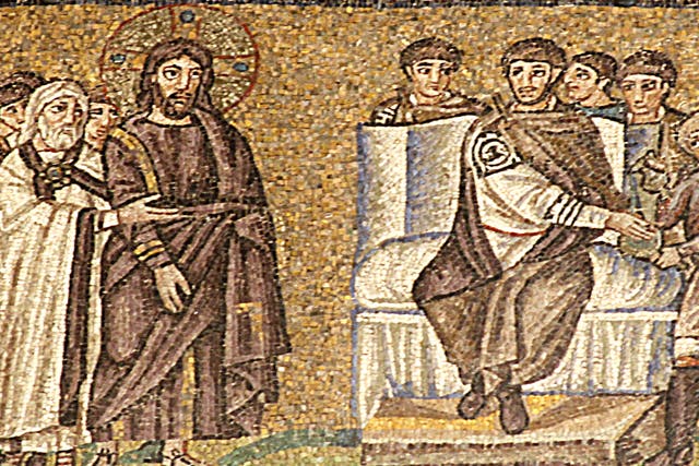 <p>This remarkable mosaic of Pontius Pilate’s trial of Jesus is the earliest known image of the event. It is one of a large number of superbly preserved mosaics in the churches of Ravenna, Italy</p>