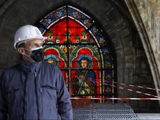 Macron praises work on Notre Dame rebuilding site, two years on from devastating fire