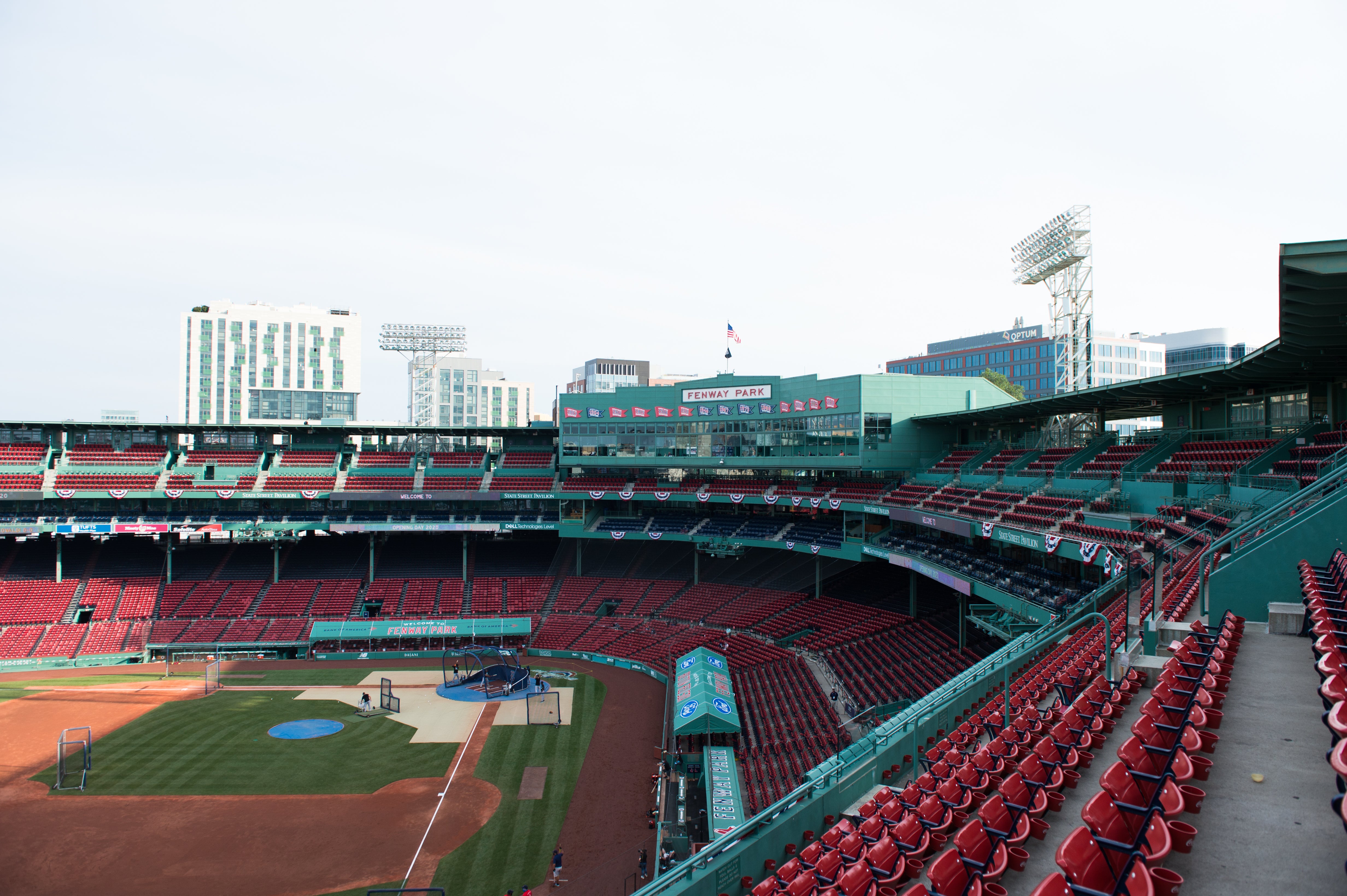 Boston’s famous Fenway Park, where the Red Sox play, lies empty in July 2020 after the season was postponed since March due to Covid