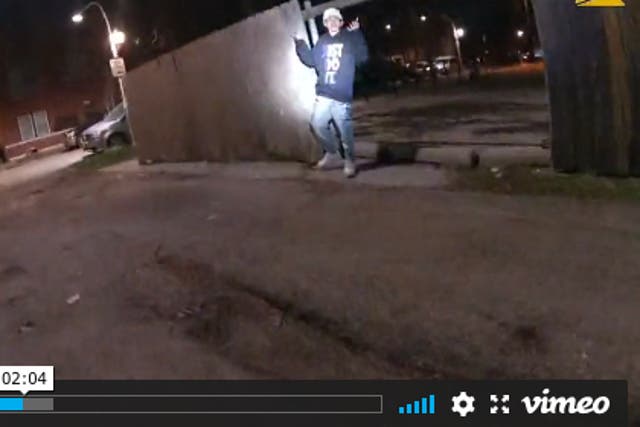 Chicago police body camera footage showing 13-year-old Adam Toledo with his hands up the moment before an officer fires a single round into his chest, killing him. 