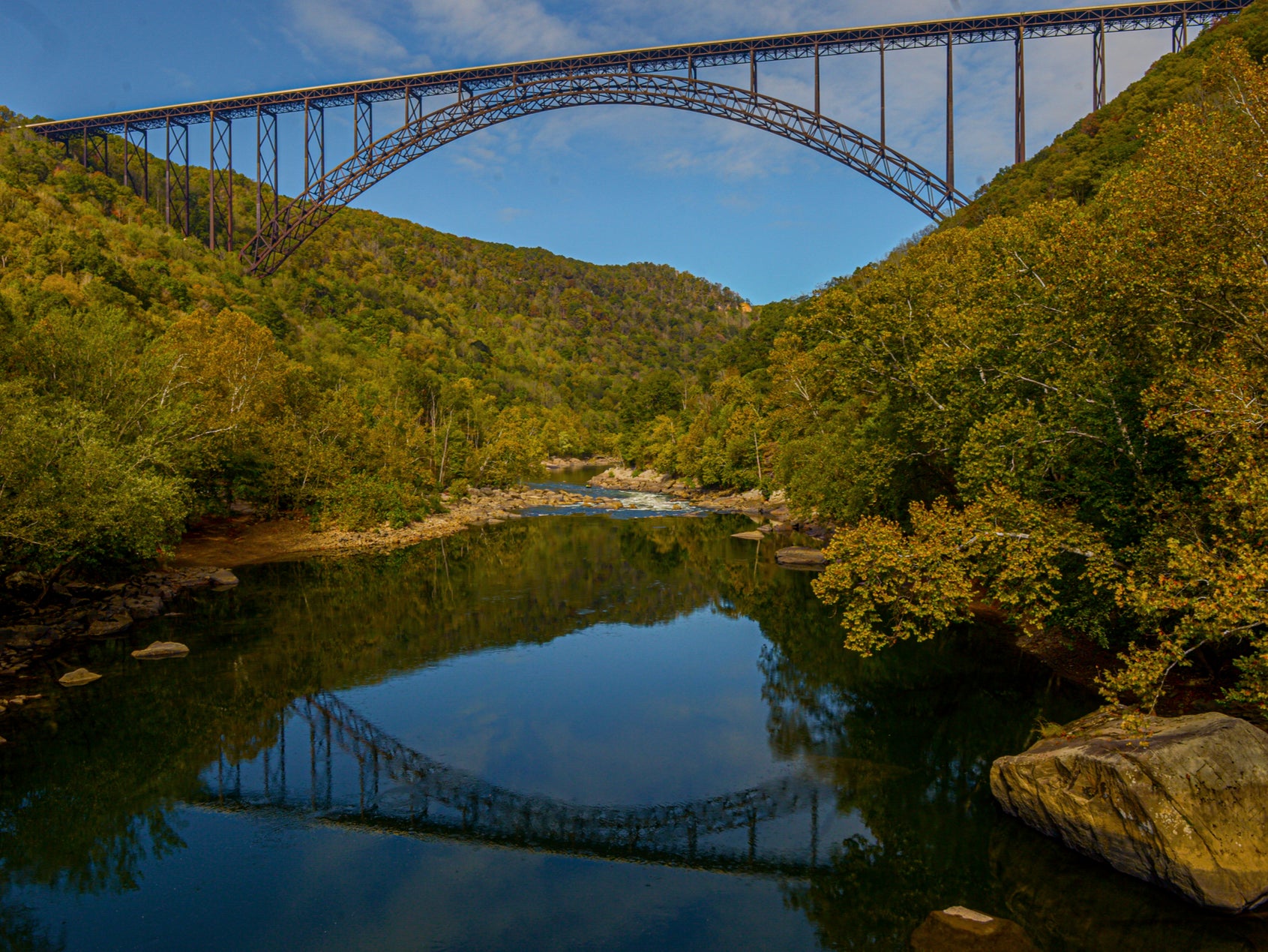 <p>The New River Gorge Bridge is seen from Fayette Station in Fayetteville, WVa A program launched Monday on 12 April 2021</p>