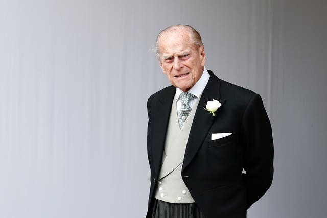 <p>Prince Philip, Duke of Edinburgh attends the wedding of Princess Eugenie of York to Jack Brooksbank at St. George's Chapel on 12 October 2018 in Windsor, England</p>
